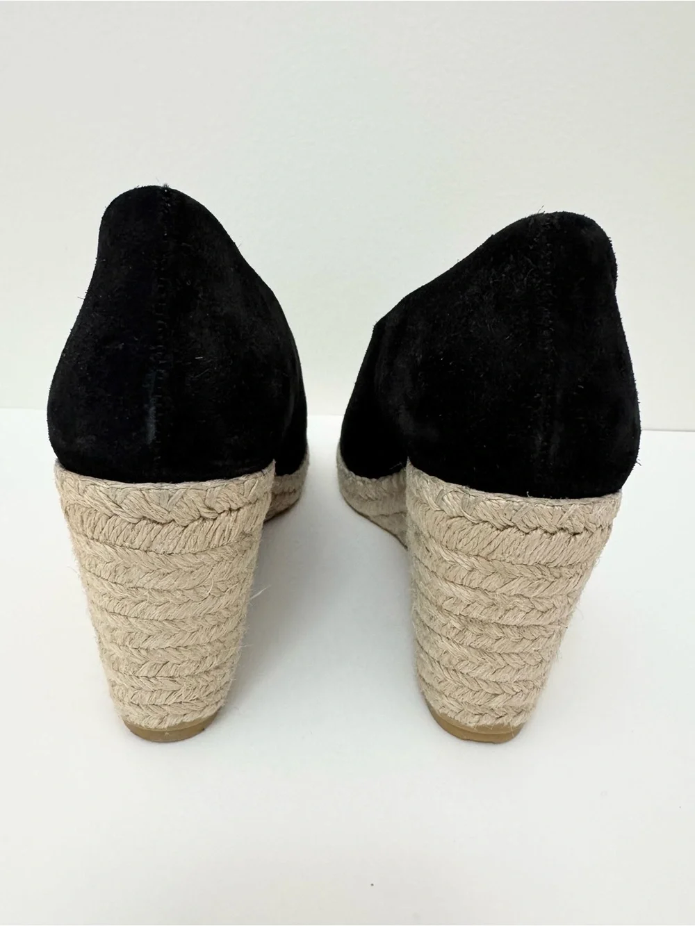Vince Sonora Black Suede D'Orsay Platform Wedge Espadrille Sandals, Size 41 / 10